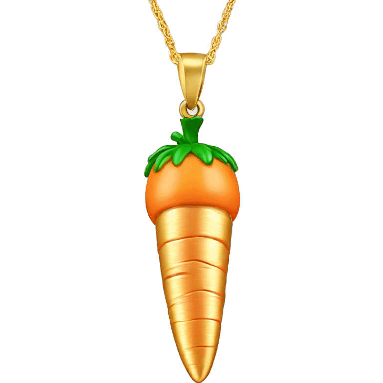 Realistic Metallic gold chain with metallic gold carrot pendant on it. emoji