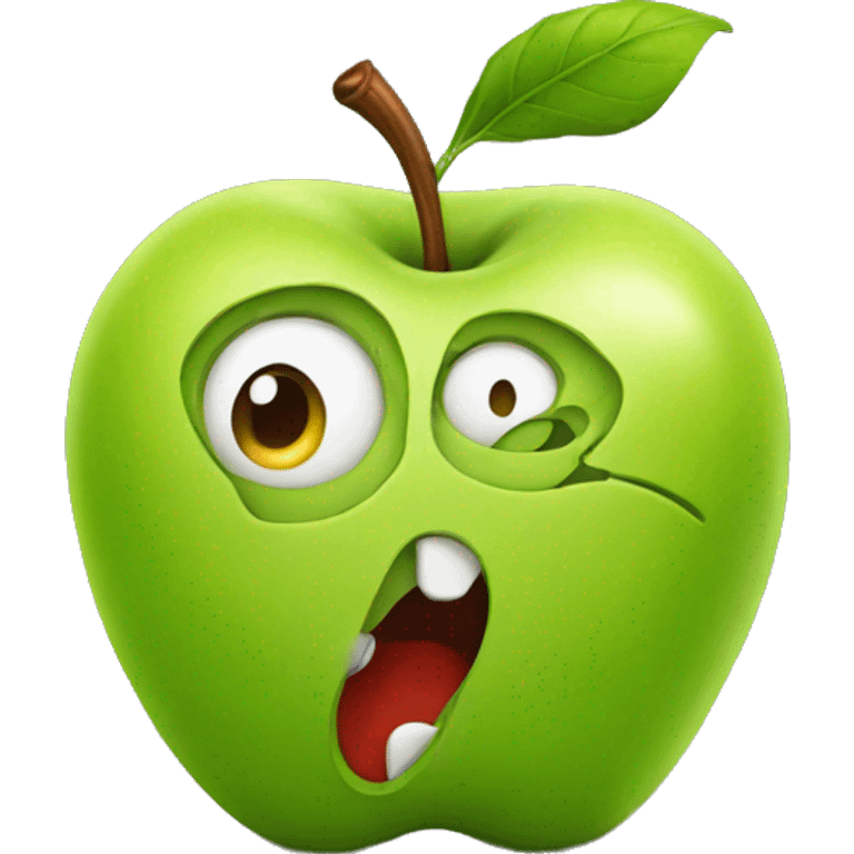 An Apple with worm emoji