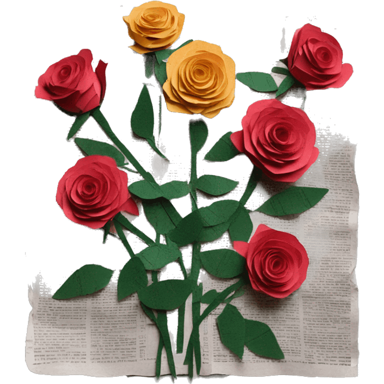 Roses flowers, Shakespeare made of newspaper cuttings, roses flowers emoji