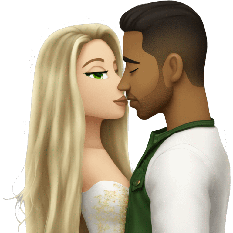 kiss-kiss romeo santos and girl green eyes and very long dark blond hair emoji