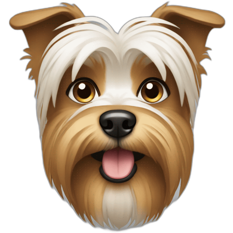 An unhappy brown,white and black Yorkshire Terrier emote emoji