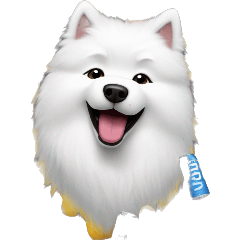 samoyed with energy drink emoji