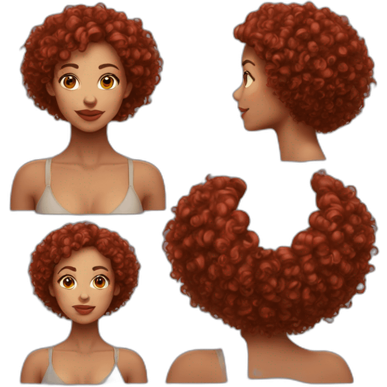 Beautiful round face Lightskin woman with short red curls emoji