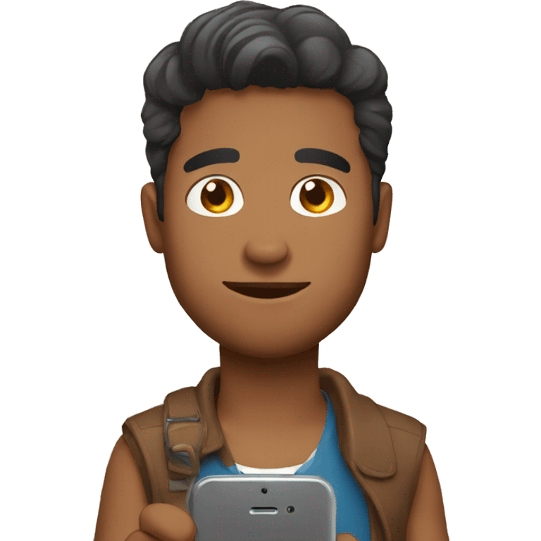 brown man holding phone wonderong emoji