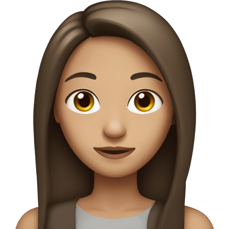 brunette with straight long hair emoji