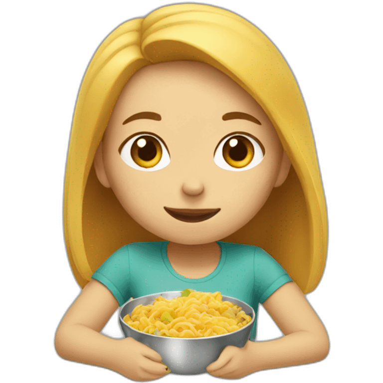 Girl eating lunch fast emoji