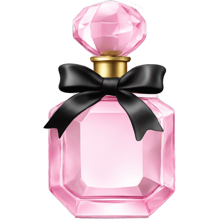 light pink crystal perfume bottle with black ribbon display emoji