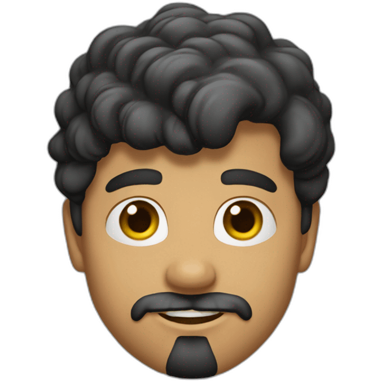 25-year-old man, brunette, wears full goatee, wears a low tuft emoji