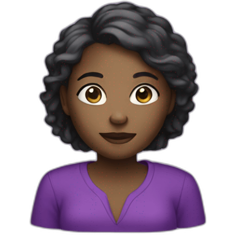 black girl with purple clothes with a computer emoji