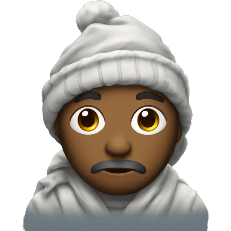 homeless with a christmas pajama emoji