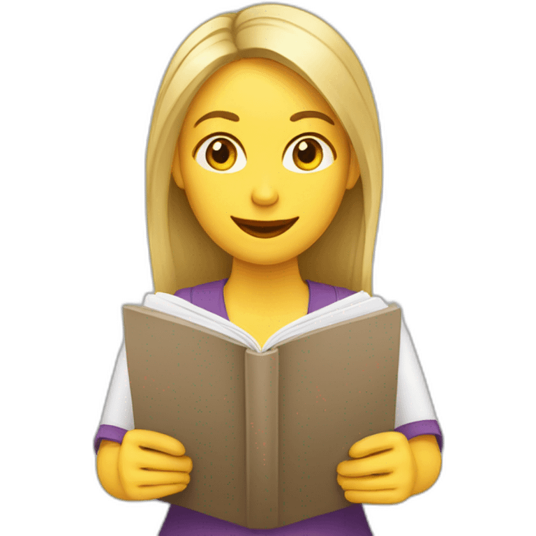 mujer rubia con cuaderno de inglés emoji