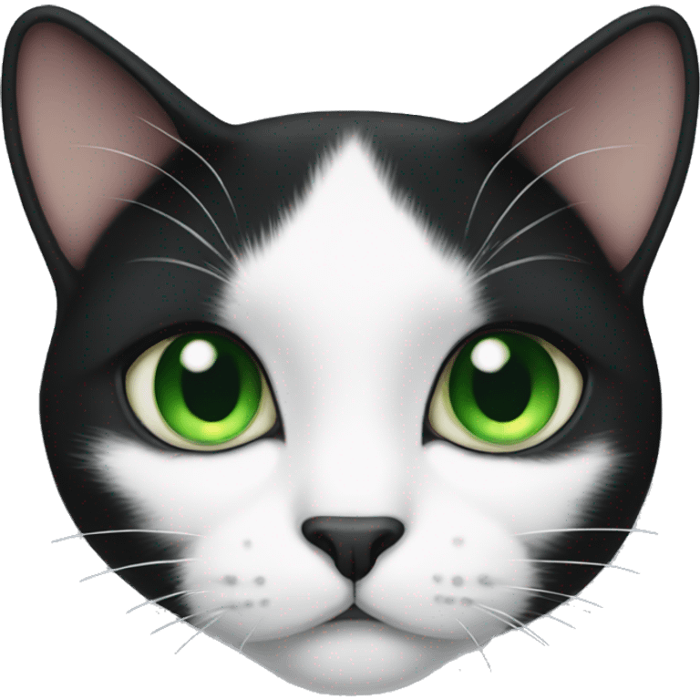 Tuxedo cat with green eyes emoji