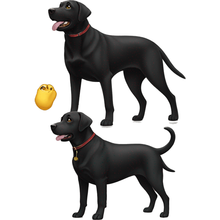 black labrador with golden labrador emoji