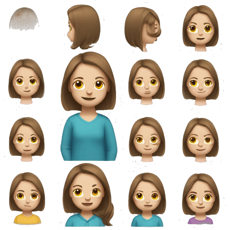 Girl with brown hair with down syndrome emoji