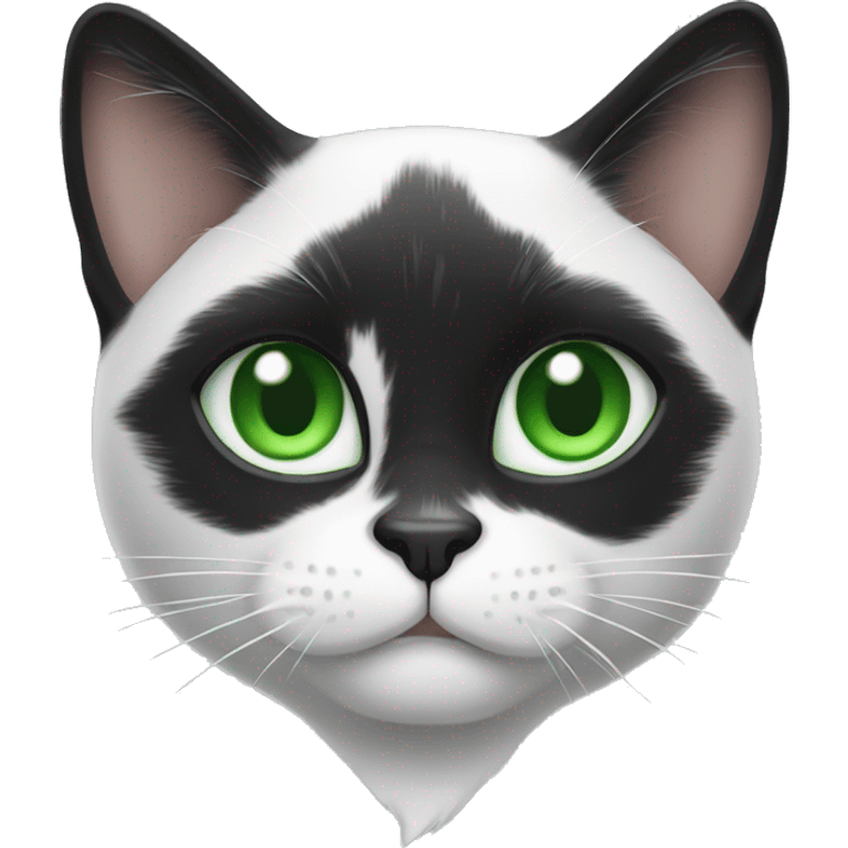 Black and white cat with green eyes emoji