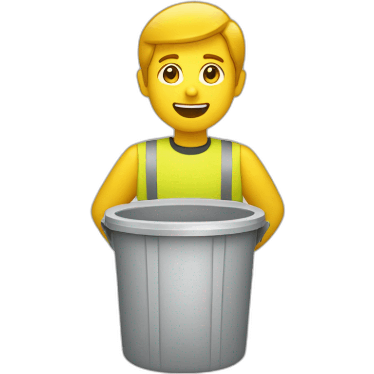 personne qui  jette ses déchets dans la poubelle jaune emoji