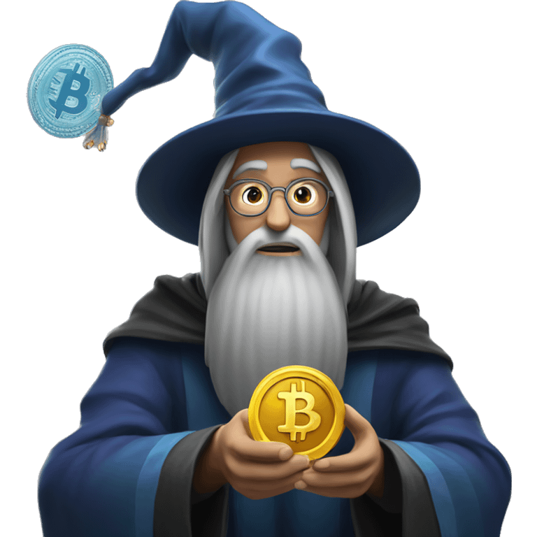 wizard holding a bitcoin emoji