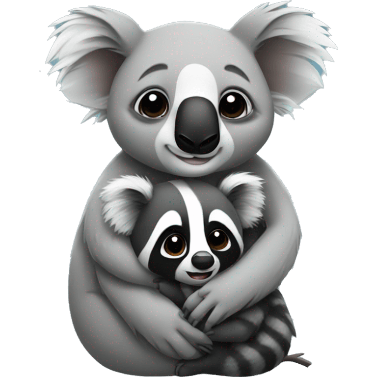 Koala and raccoon cuddling emoji