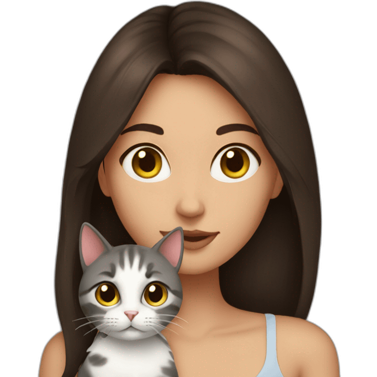 Brunette with cat emoji