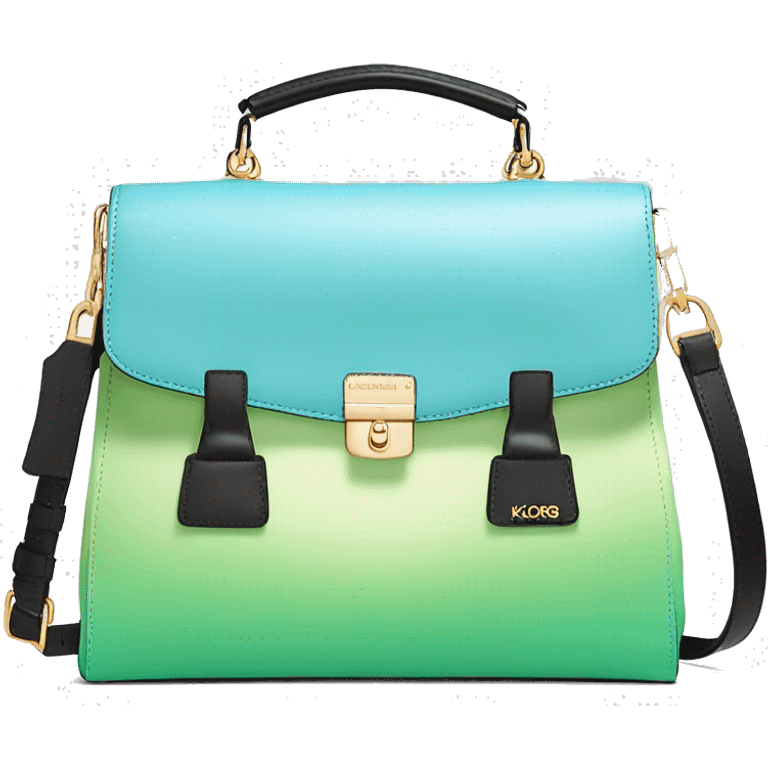 Realistic light green, light blue ,peach color ombre and black michael kors satchel purse. emoji