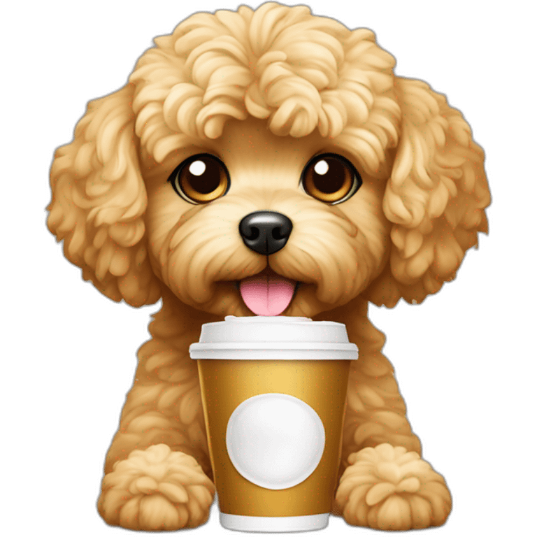 golden maltipoo drink coffee emoji