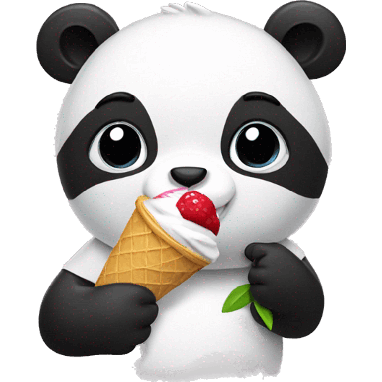 Panda eating ice cream emoji