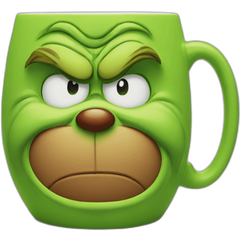 Grinch face shaped mug emoji