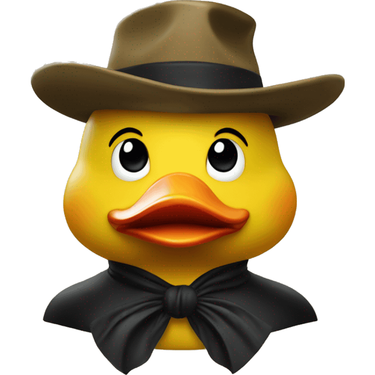 yellow rubber duck with a zorro hat emoji