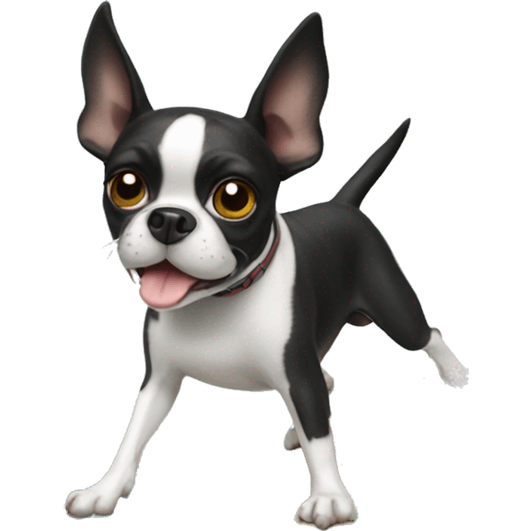 Boston terrier surfing emoji