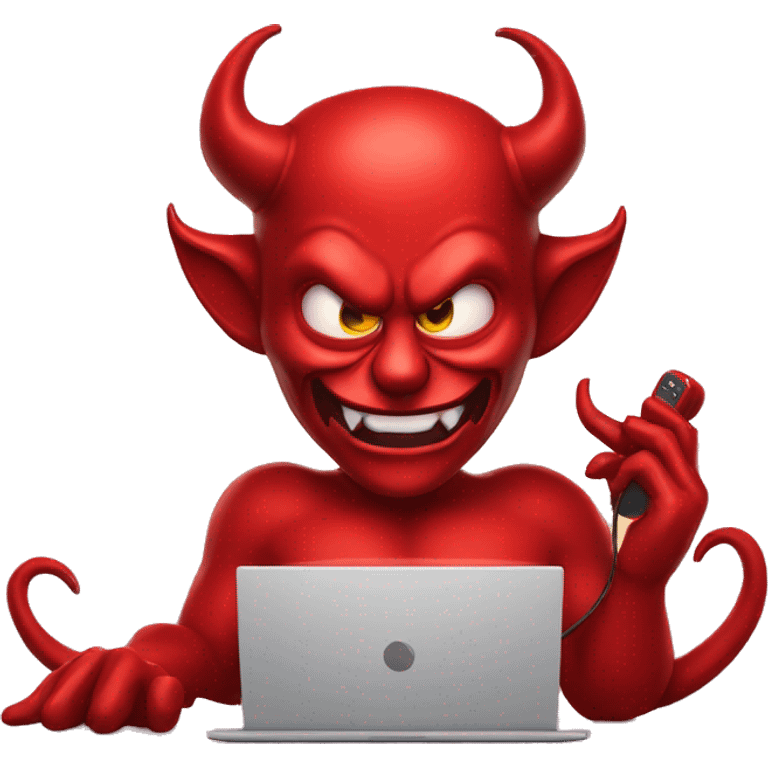 devil on the phone, in front of a laptop emoji