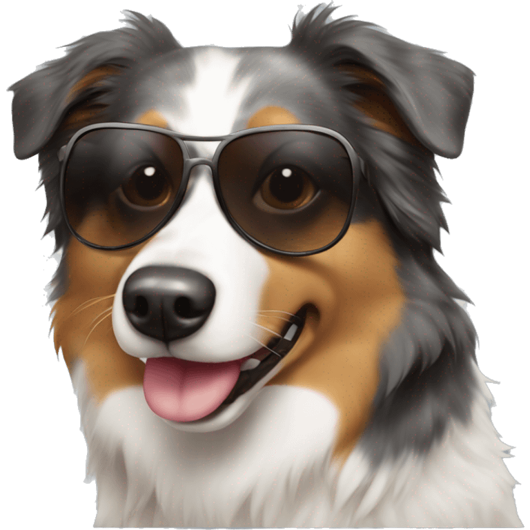 Australian shepherd with sunglasses emoji