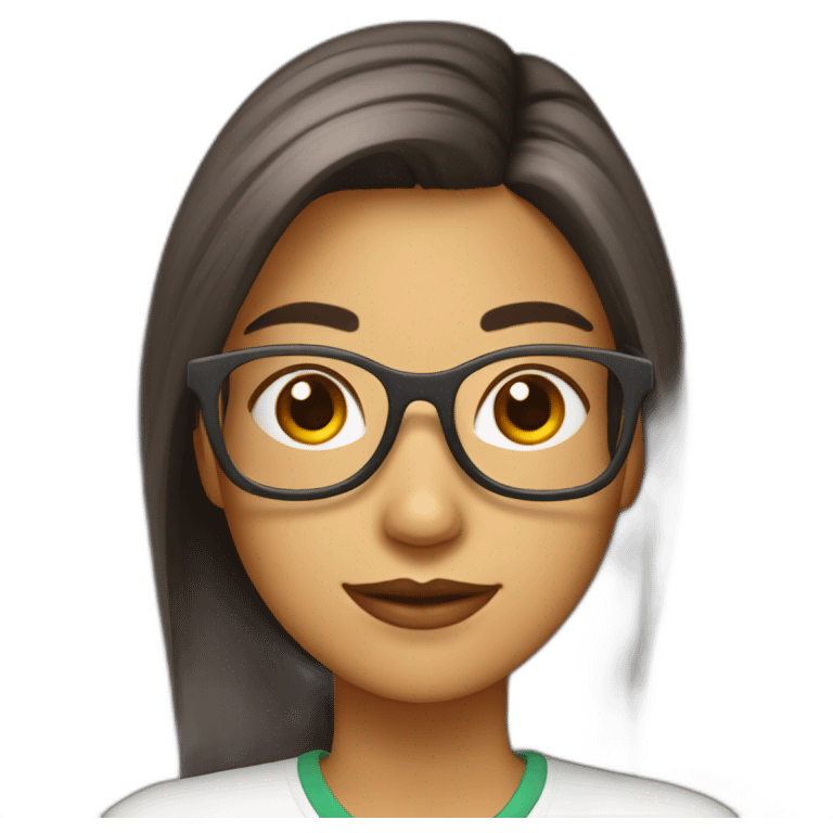 Chica pelo moreno liso largo con gafas universitaria emoji