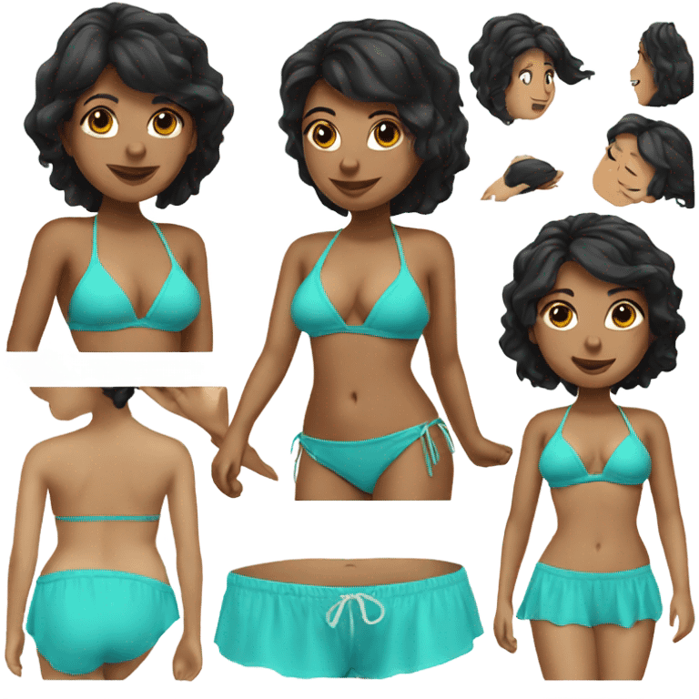 Bikini girl with black hair emoji