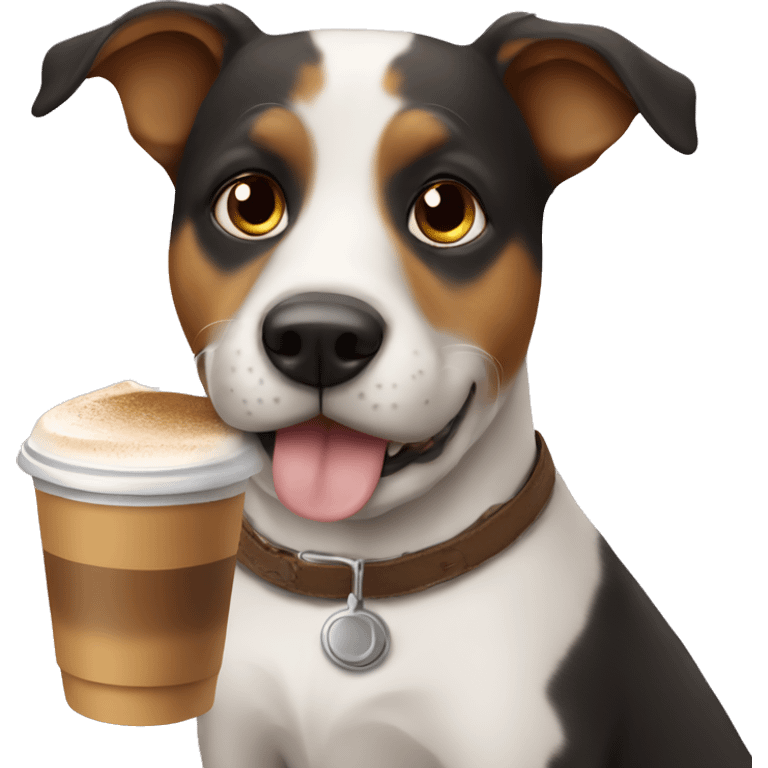 Dog drinking latte emoji