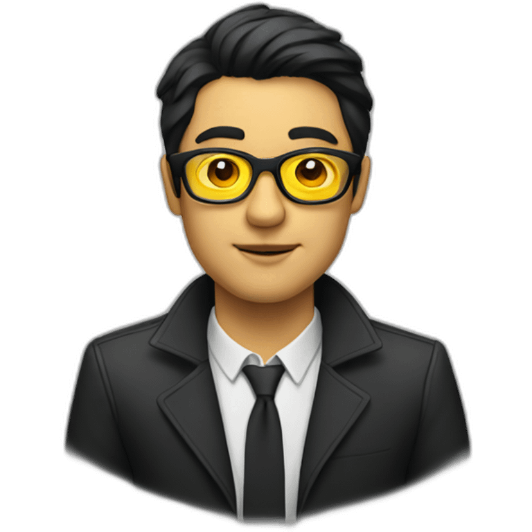 Man with yellow tinted glasses and black hair  emoji