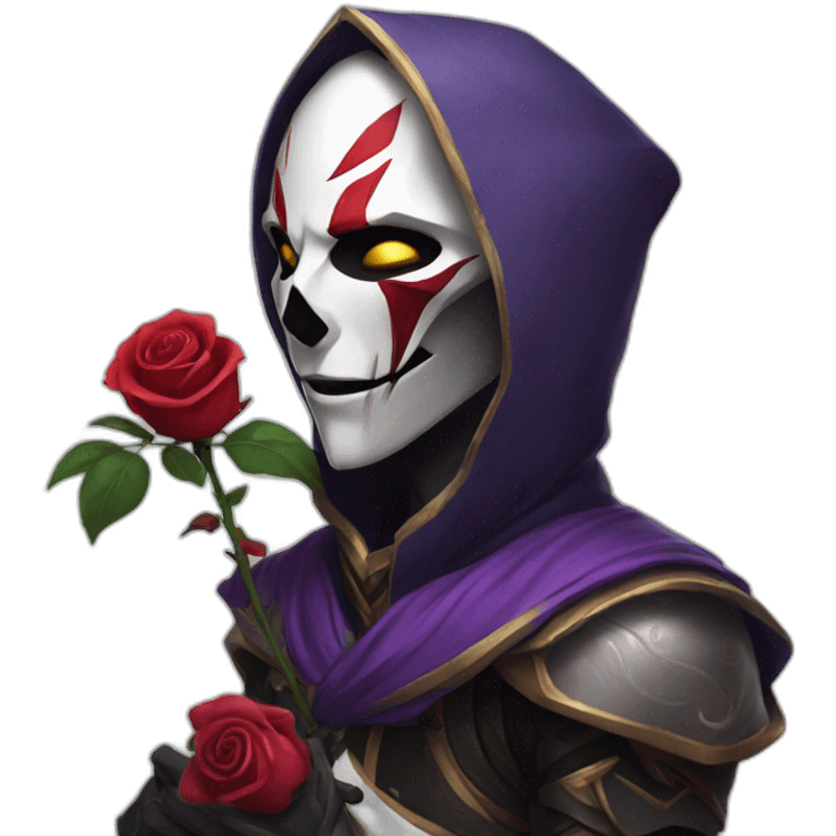 Jhin with a rose in his mouth emoji