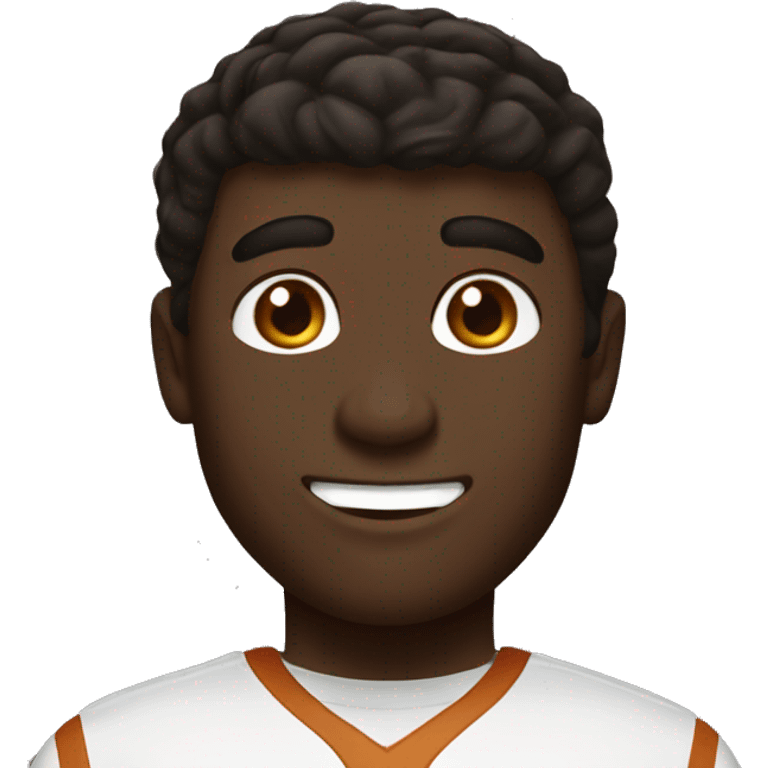 Man with dark hair, pale skin, University of Texas Longhorns clothing emoji