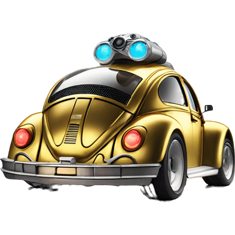 Rear view 1992 C-3PO Volkswagen bug fresh from space emoji