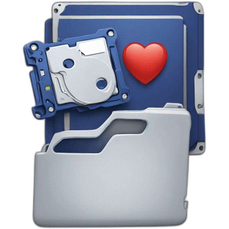 generate a facebook care emoji but holding a hard drive instead of a heart emoji