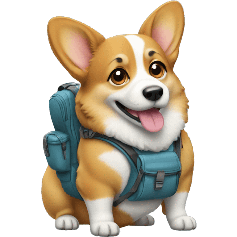 Corgi with a backpack emoji