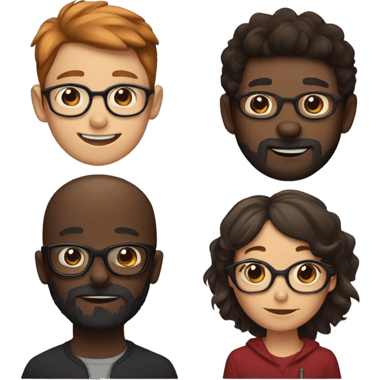 Black dog and girl with glasses and brown hair and boy with brown hair and red beard  emoji