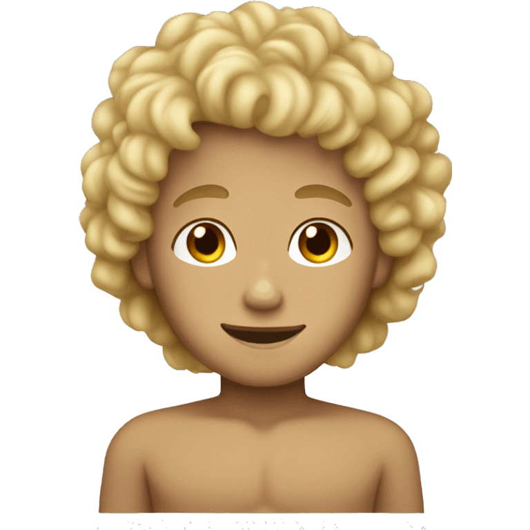 Blonde curly hair and tan skin boy emoji