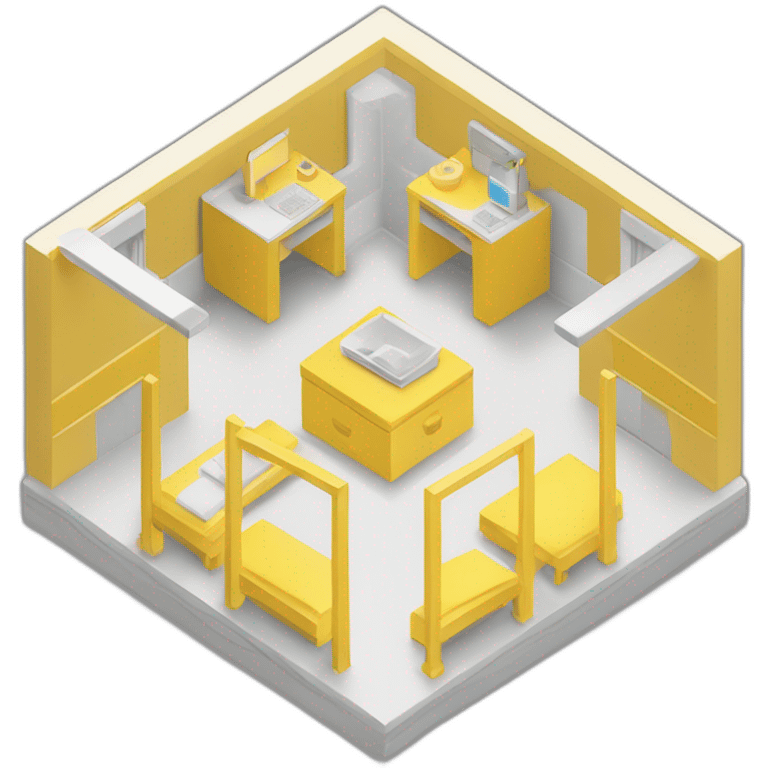 isometric square floor layout yellow lines border perimeter emoji