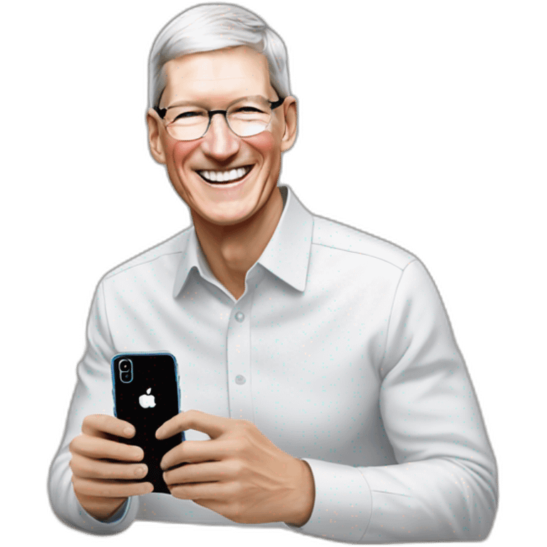 Happy Tim Cook with iPhone 15 Pro Max emoji