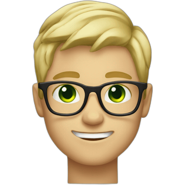 Blondie Boy with glasses and green eyes wink emoji