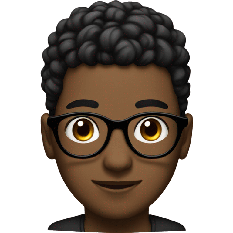 Young man with black bun on his head and glasses with stars emoji