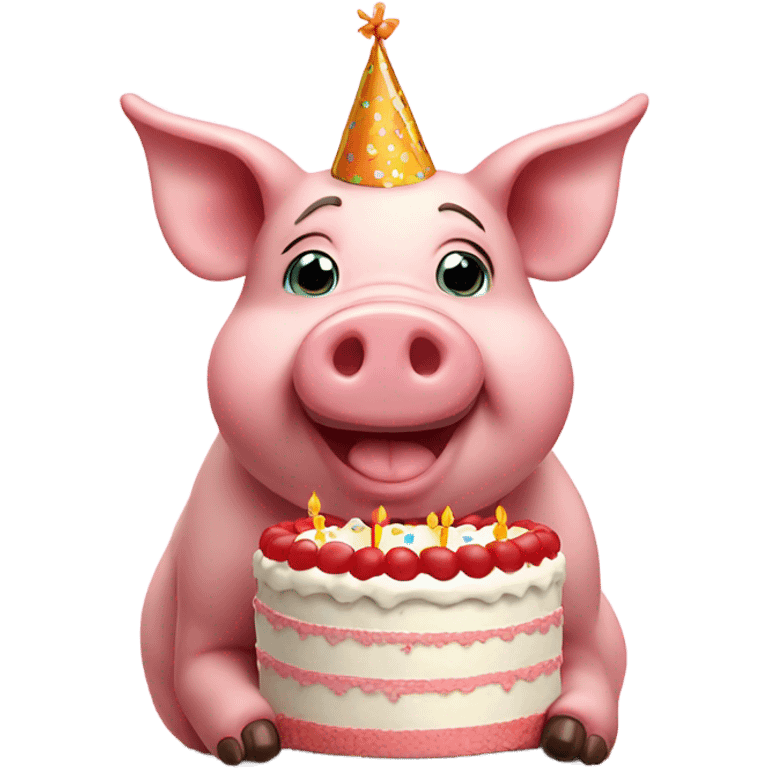 pig with birthday cake  emoji