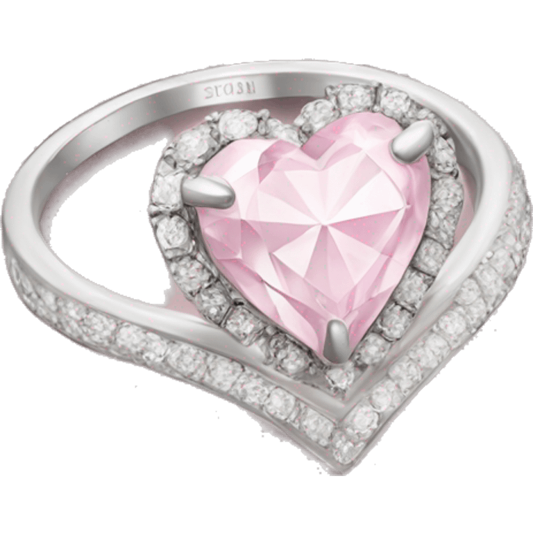 Diamond silver  ring light pink heart emoji