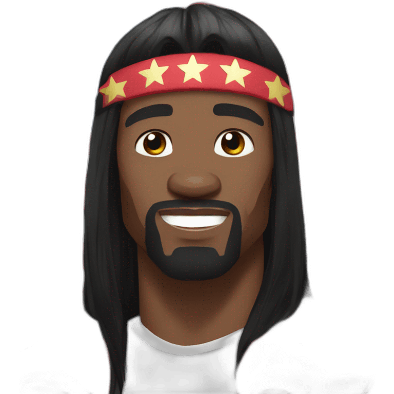 Terry crews with long straight black hair and flag headband emoji