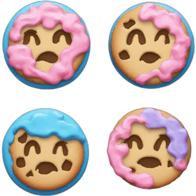 blue and pink cookie  emoji